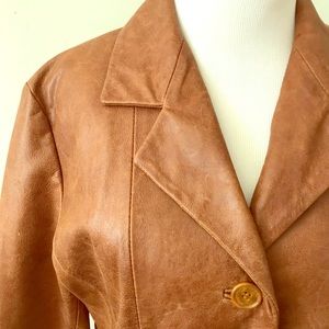 Vera Pelle Caramel Leather Blazer